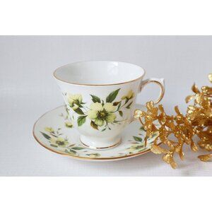 Tea Cup and Saucer Saucer Vintage Teacup and Saucer Royal Vale Pale Yellow Flora